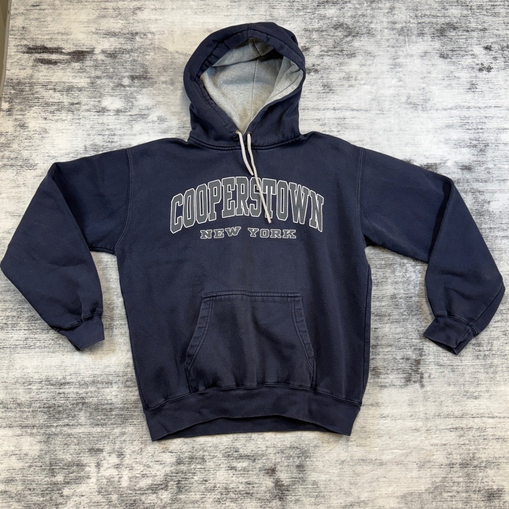 Prairie Mountain Cooperstown New York Hoodie Navy Blue Mens Small Sweatshirt